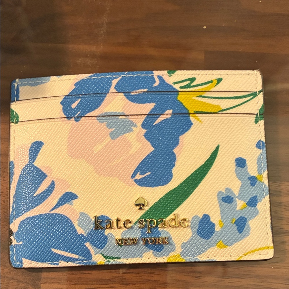 Kate Spade Multicolor Floral Slim Card Holder Wallet New w Gift Box Cream Multi - Picture 2 of 8